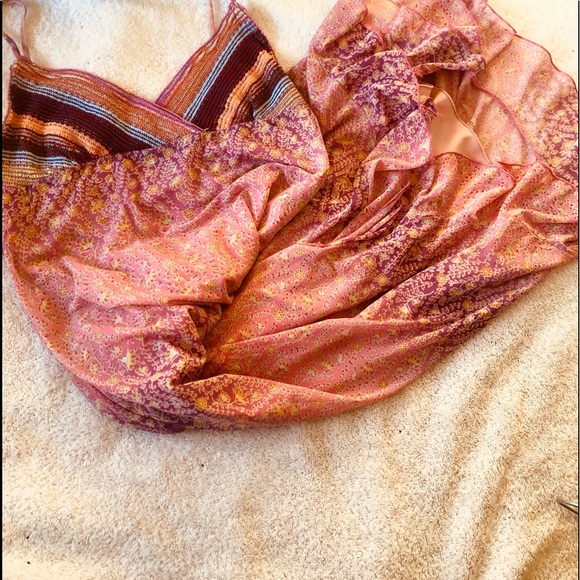 ⭐️ To the Max vintage spaghetti strap boho asymmetrical ruffle midi dress M - Picture 12 of 16